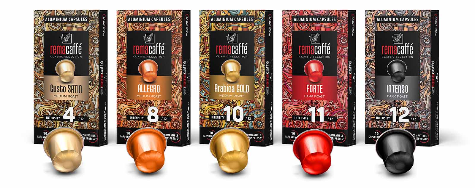 Rema Caffè Nespresso Original compatible aluminum capsule collection