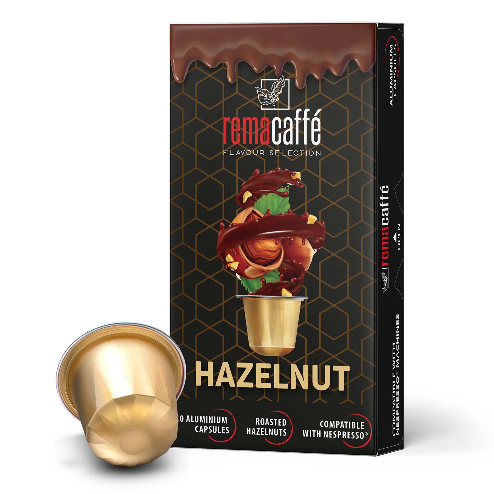 Rema Caffè Hazelnut packaging and capsule